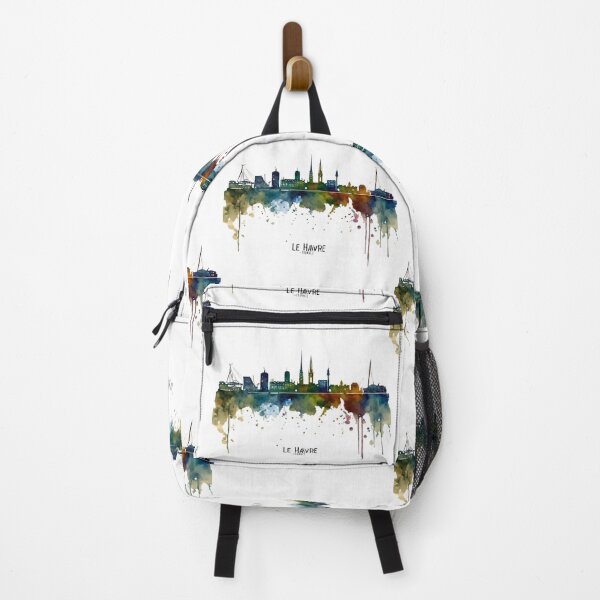 Item preview, Le Havre skyline in watercolor splatters Path designed and sold by Modern-Tropical.