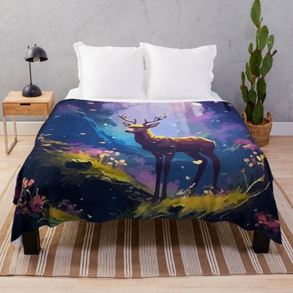 Item preview, Fantasy Deer in Forest Peaceful Pixel Art Illustration designed and sold by LVTFCOarts.