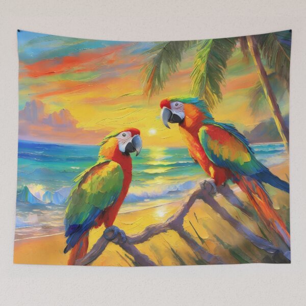 Item preview, Two Parrots On A Tropical Beach designed and sold by LuminanceArt.
