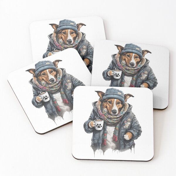 Item preview, Dog wearing a jackets holding a cup coffee designed and sold by jnsmerchstore.