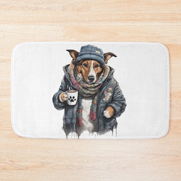 Item preview, Dog wearing a jackets holding a cup coffee designed and sold by jnsmerchstore.