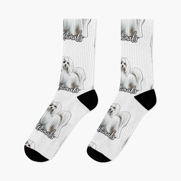 Item preview, White Long Hair Maltese Dog with Animals in Cursive designed and sold by kylmllr101684.