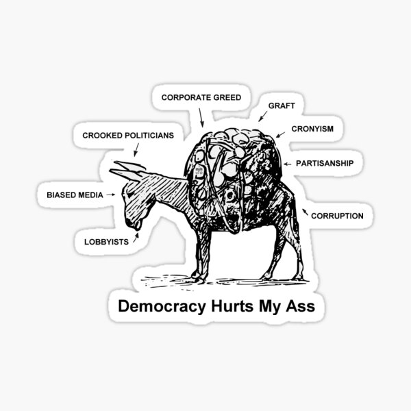 Democracy Hurts My Ass Sticker