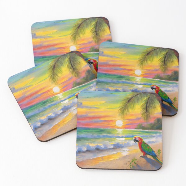 Item preview, Two Parrots Under A Palm Tree On A Tropical Island designed and sold by LuminanceArt.