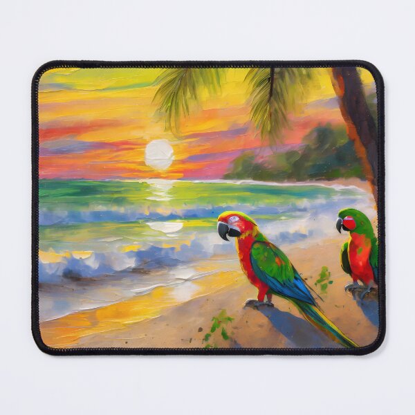 Item preview, Two Parrots Under A Palm Tree On A Tropical Island designed and sold by LuminanceArt.
