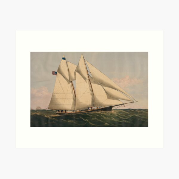 Item preview, Vintage Illustration of a Schooner Sailboat (1867) designed and sold by BravuraMedia.