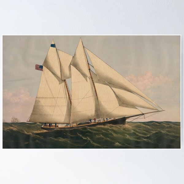 Item preview, Vintage Illustration of a Schooner Sailboat (1867) designed and sold by BravuraMedia.
