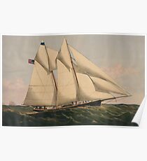 Vintage Illustration of a Schooner Sailboat (1867) Poster