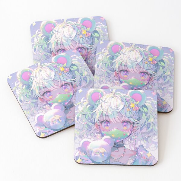 Item preview, Kawaii Pastel Cyberpop Face Mask Anime Girl designed and sold by bubblegoth.