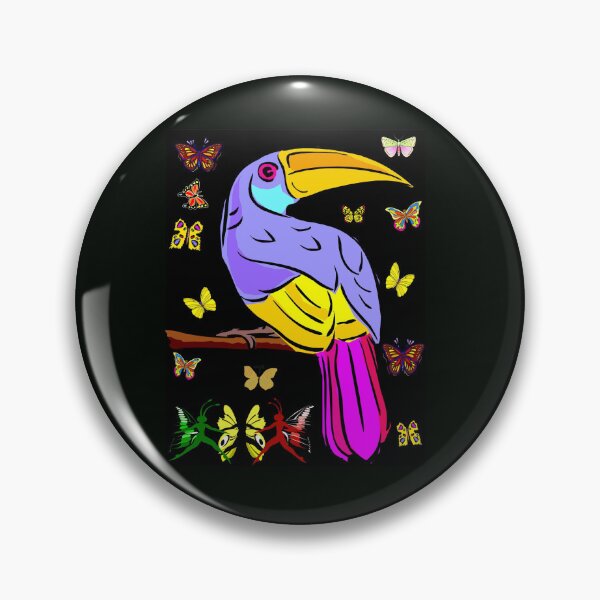Item preview, Comic Toucan Bird with Butterflies Fantasy Whimsical Funny Print  designed and sold by posterbobs.