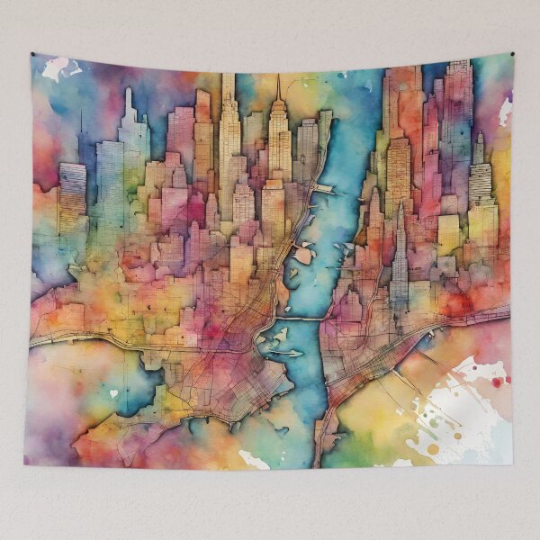 Item preview, New York City Street Map Watercolor designed and sold by Modern-Tropical.