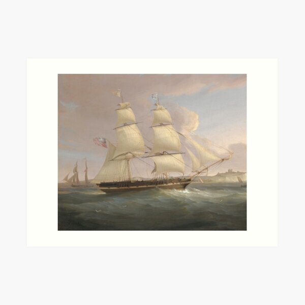 Vintage Fleet of Sailboats Painting (1845) Art Print