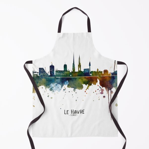 Item preview, Le Havre skyline in watercolor splatters Path designed and sold by Modern-Tropical.