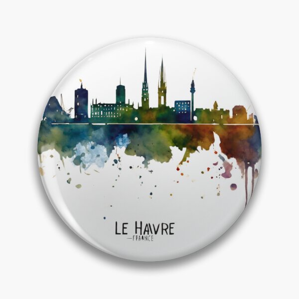Item preview, Le Havre skyline in watercolor splatters Path designed and sold by Modern-Tropical.