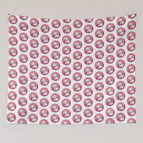 Item preview, White cat on multishaded pink background designed and sold by Sushi-Pixels.
