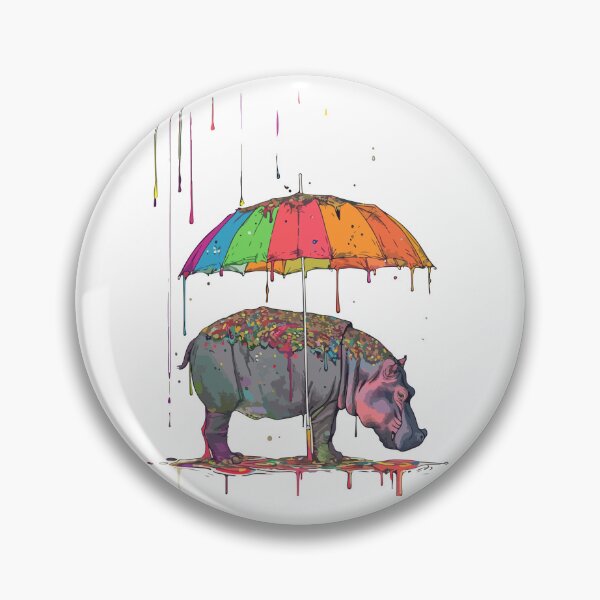 Item preview, Hippopotamus and colorful rain designed and sold by TheRealmWithin.