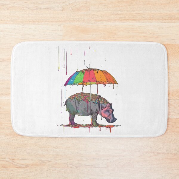 Item preview, Hippopotamus and colorful rain designed and sold by TheRealmWithin.