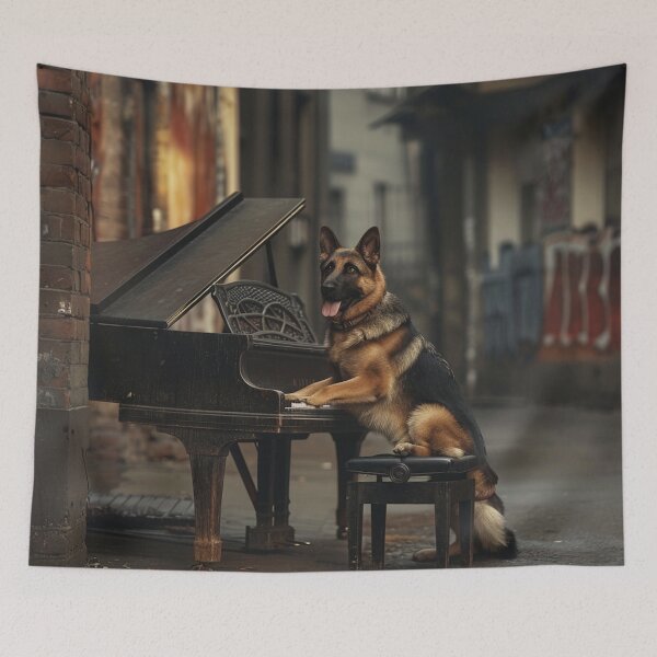 Item preview, German Shepherd playing piano 2 designed and sold by Creative Shed Designs.