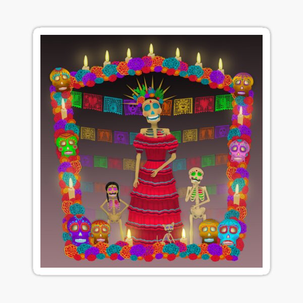 Purple Gray Ómbre Day of the Dead Sticker