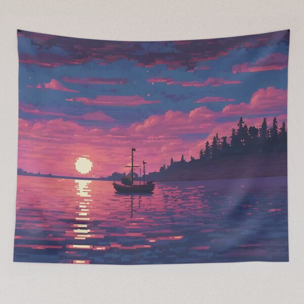 Item preview, Beautiful sunset with a video game style designed and sold by VibrantDesing.