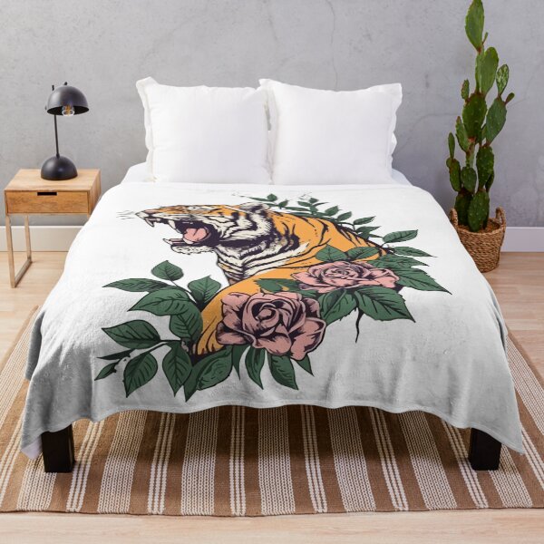 Item preview, Roaring tiger in roses designed and sold by TheRealmWithin.