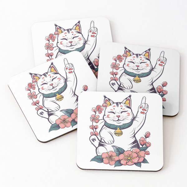 Item preview, White nako cat in flowers designed and sold by TheRealmWithin.