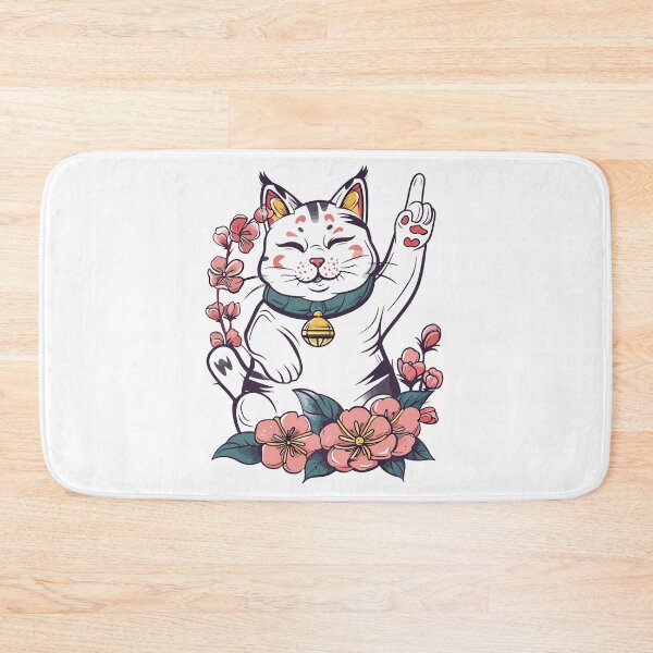 Item preview, White nako cat in flowers designed and sold by TheRealmWithin.