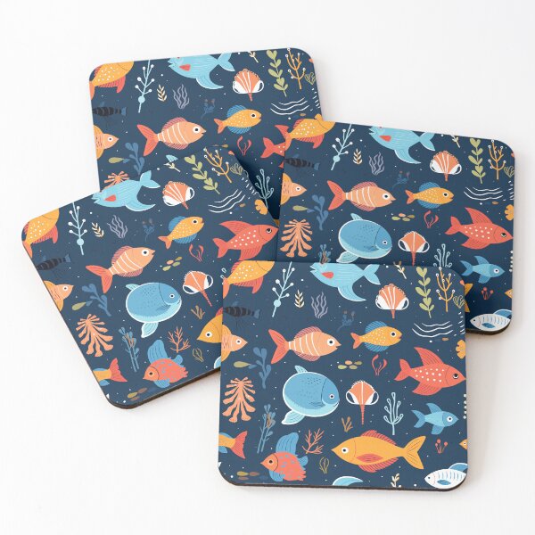 Item preview, Ocean fish pattern, kids blanket, phone case, pillow designed and sold by ScruffyBlonde.