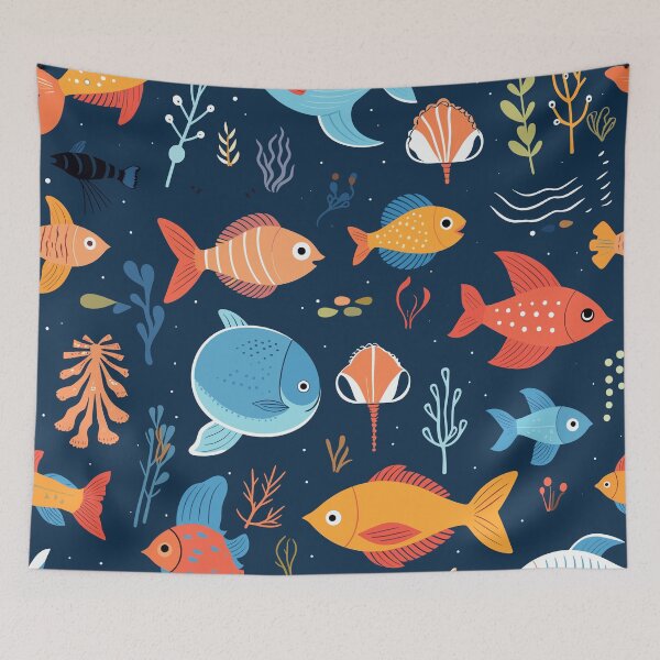 Item preview, Ocean fish pattern, kids blanket, phone case, pillow designed and sold by ScruffyBlonde.