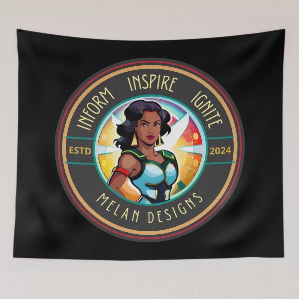 Item preview, Marvelous Superhero Woman Inform Inspire Ignite Rainbow Ebony designed and sold by Melan Designs.