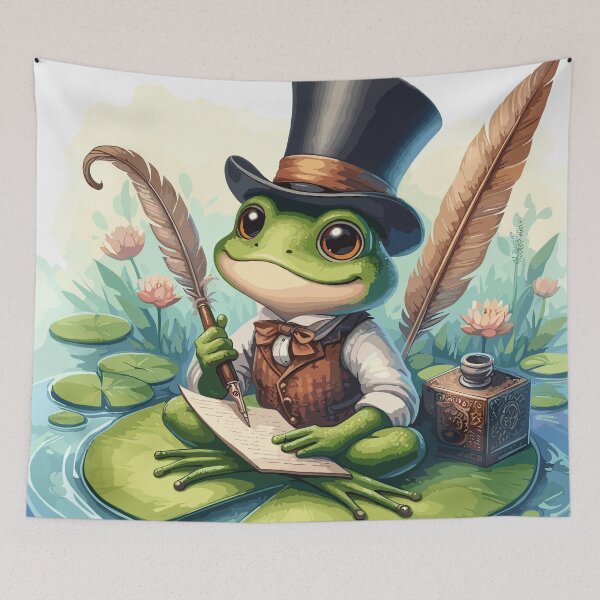 Item preview, Frog in Vest Elegance: Quill Pen Pond Dream designed and sold by Dicoart.