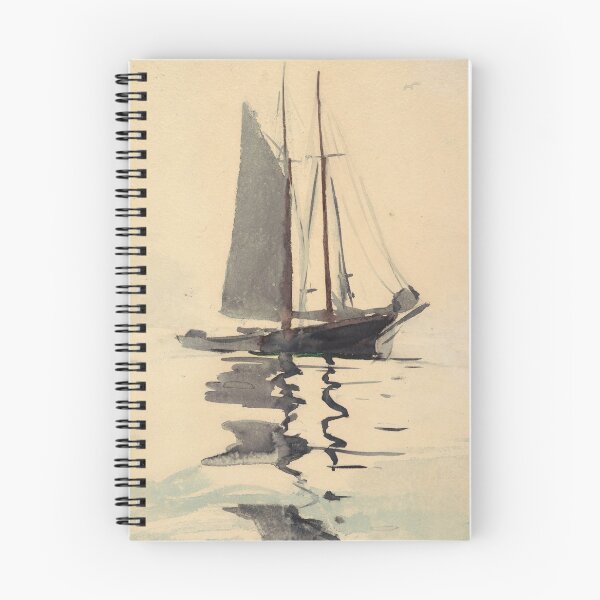 Item preview, Vintage Schooner Sailboat Watercolor Painting (1894) designed and sold by BravuraMedia.