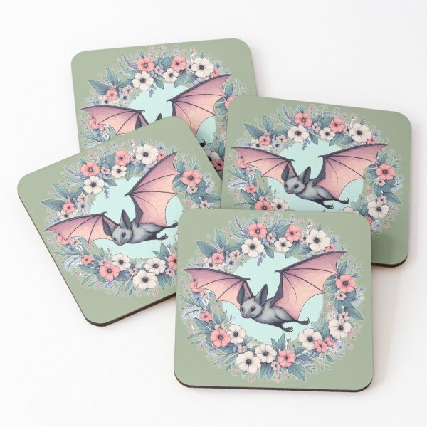 Item preview, Bat floral designed and sold by wiccantoadstyle.
