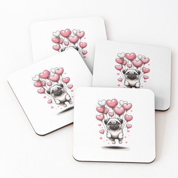 Item preview, Pug Love Balloons designed and sold by creativechaster.