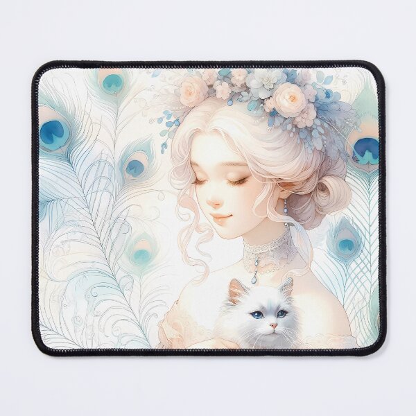 Item preview, A Symphony in Watercolor: The Ethereal Elegance of Feline and Feather designed and sold by DeenaDee.