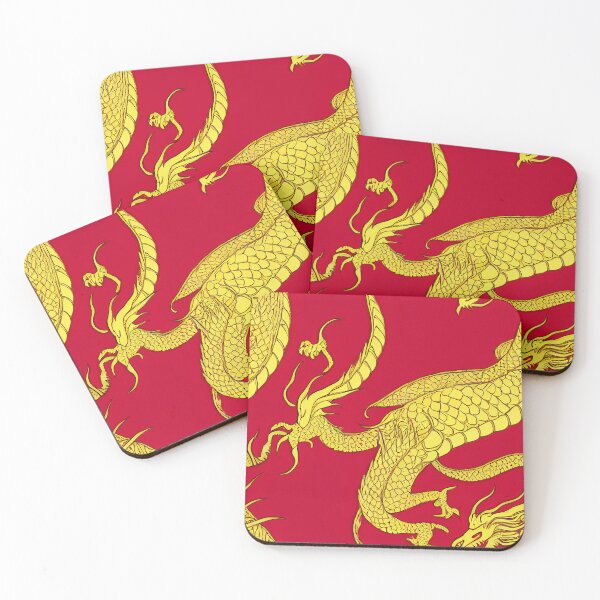 Item preview, Seamless Dance of the Dragon: Golden Scales on Crimson Silk designed and sold by Phutharesuan Wachirapisut.