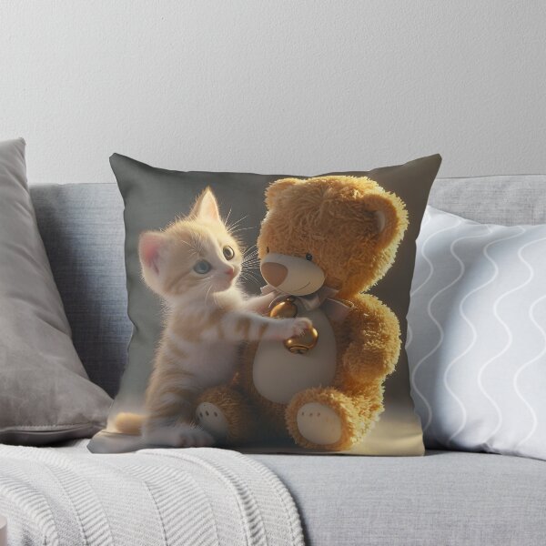 Item preview, A kitten hugging a teddy bear designed and sold by Evanssdas.