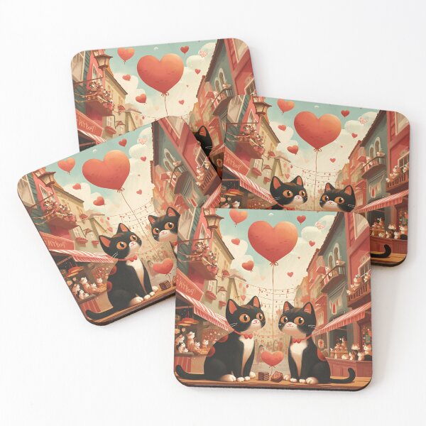 Item preview, Two Cats Celebrate Valentine's Day in the Middle of the City designed and sold by Petschar.