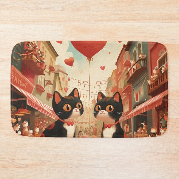 Item preview, Two Cats Celebrate Valentine's Day in the Middle of the City designed and sold by Petschar.