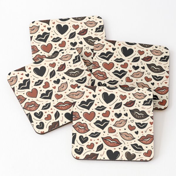 Item preview, Brown Suga Crazy Hearts & Lips Pattern  designed and sold by Teas-Talents.