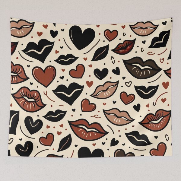 Item preview, Brown Suga Crazy Hearts & Lips Pattern  designed and sold by Teas-Talents.