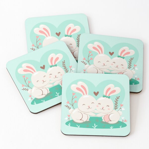 Item preview, "Love in Bloom: Cute Bunny Couple Illustration designed and sold by hjian8219.