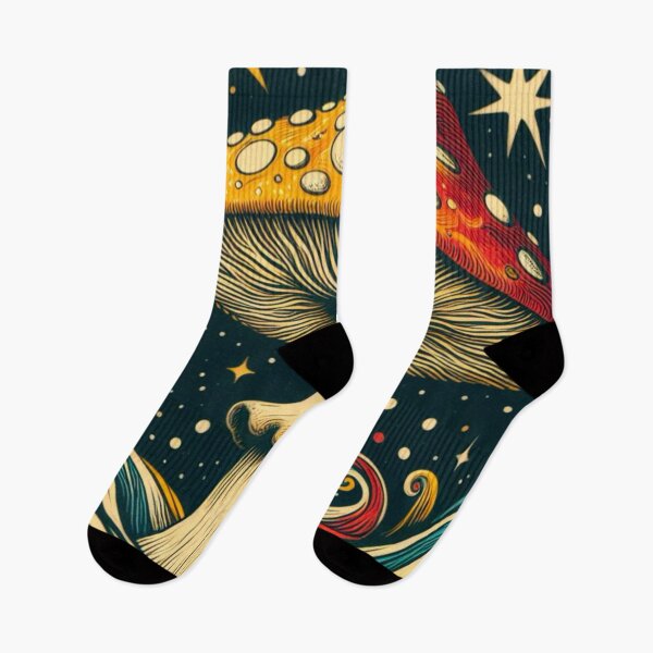 Item preview, Midnight Waves Mushrooms at Night with Starry Backdrop  designed and sold by Star-Fragment.