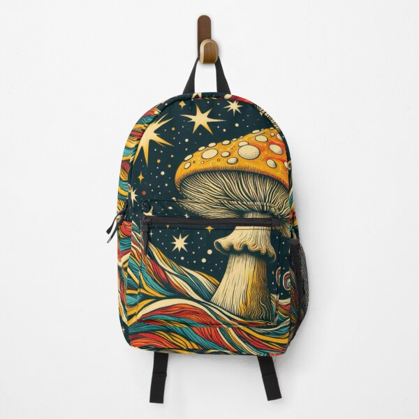 Item preview, Midnight Waves Mushrooms at Night with Starry Backdrop designed and sold by Star-Fragment.