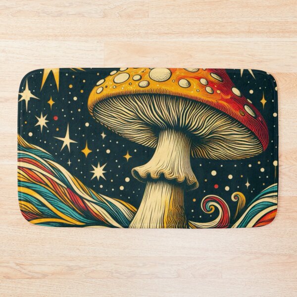 Item preview, Midnight Waves Mushrooms at Night with Starry Backdrop  designed and sold by Star-Fragment.