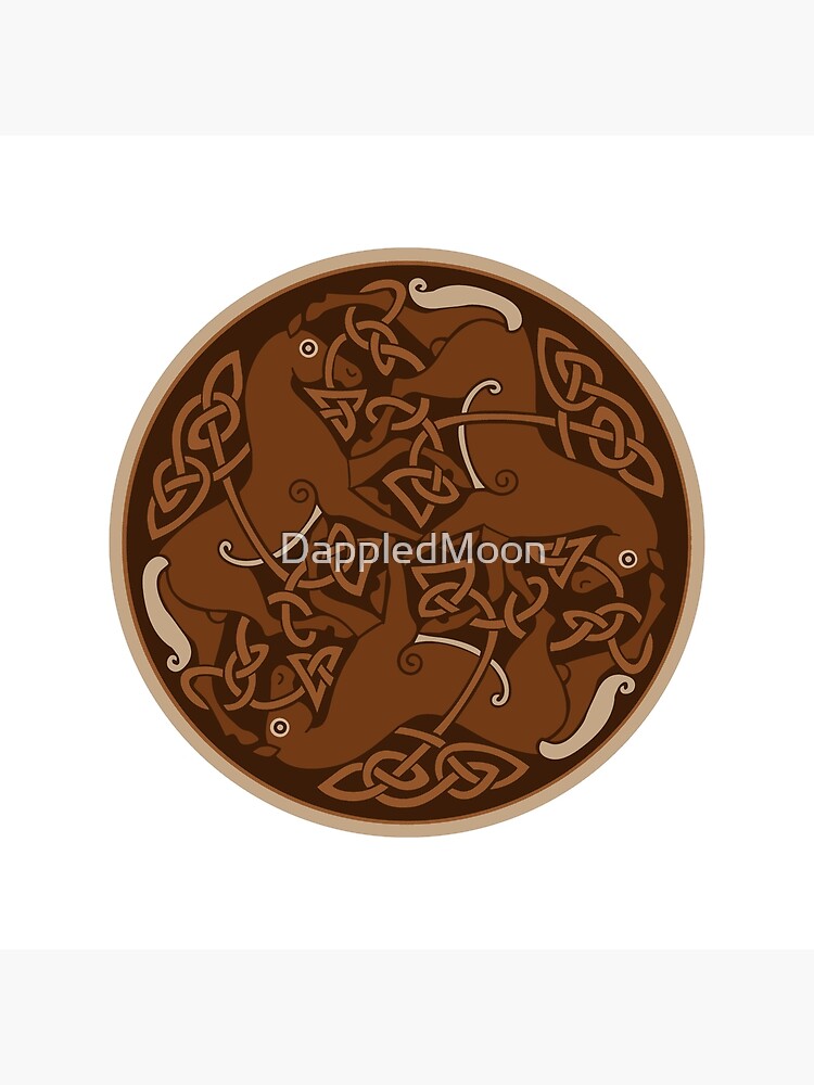 Thumbnail 3 of 3, Canvas Print, Sorrel Celtic Horse Triskele with Rust Colored Knotwork designed and sold by DappledMoon.