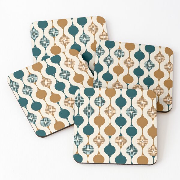Item preview, Mid Century Modern Geometric Circles Pattern Coffee and cream designed and sold by Prints and Lifestyle.