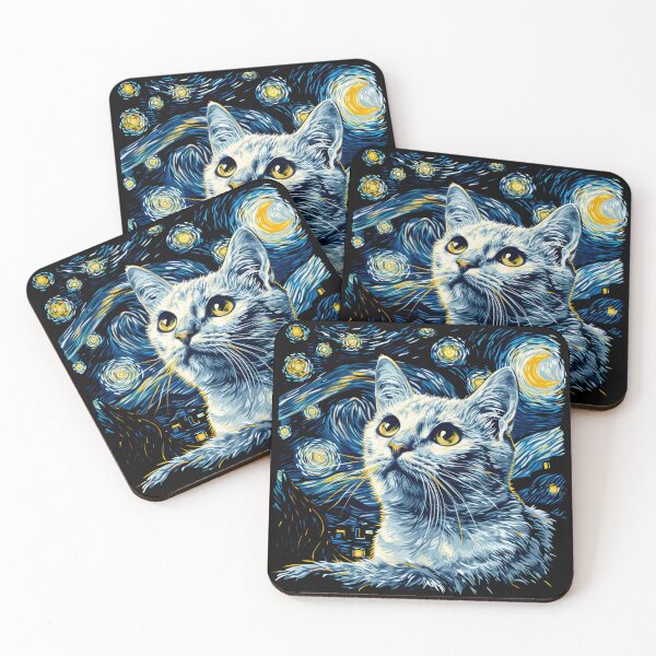 Item preview, Starry Night Cat Inspired Van gogh Cat Painting designed and sold by Vangoholic.