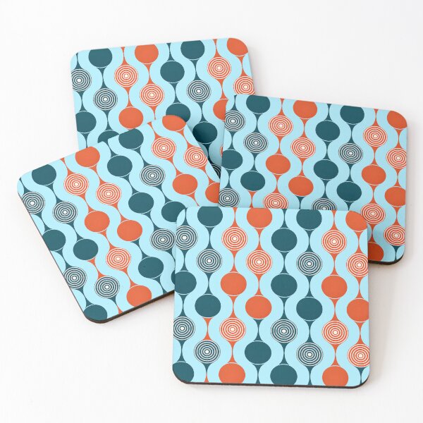 Item preview, Mid Century Modern Geometric Circles Pattern Terra Cotta,  Icy Blue designed and sold by Prints and Lifestyle.