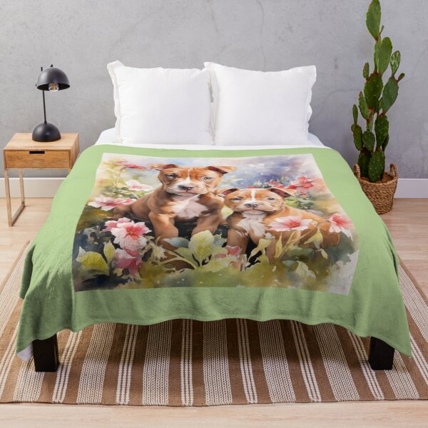 Item preview, Pitbull Pippies in a Flower Garden (watercolor) designed and sold by Samuelsboro.